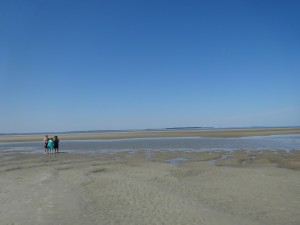 Gathering shells on the beach with friends at Hilton Head