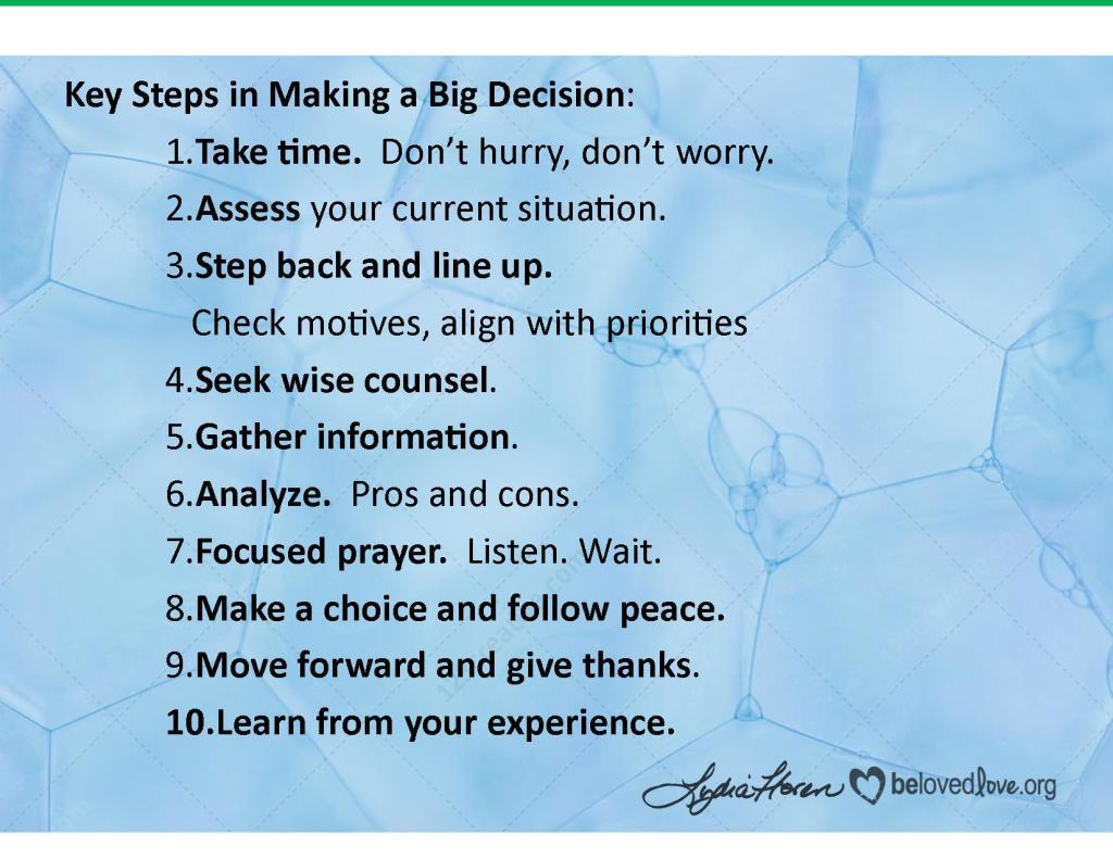Key steps in making a big decision