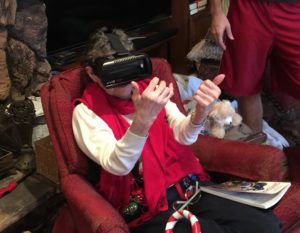 Older lady trying virtual reality