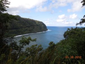 Bay in the sea, with a lush green coastline