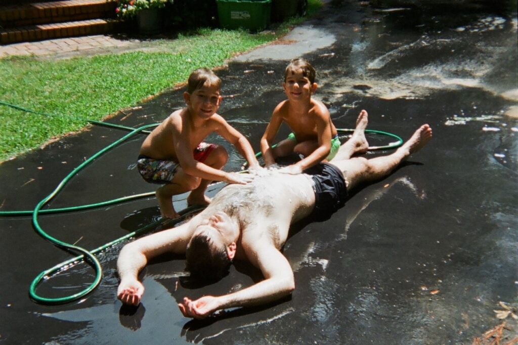 two sons spending time with dad